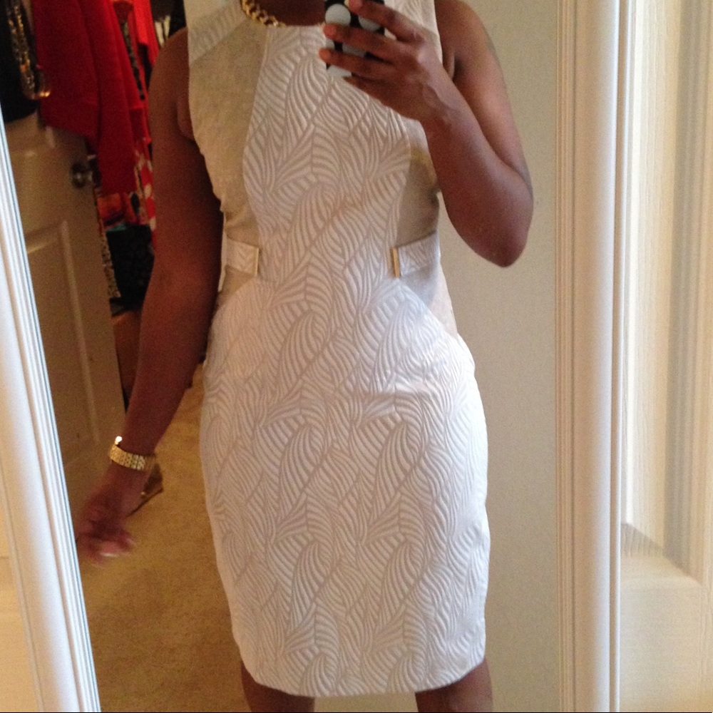 Calvin Klein Dress Tan and White